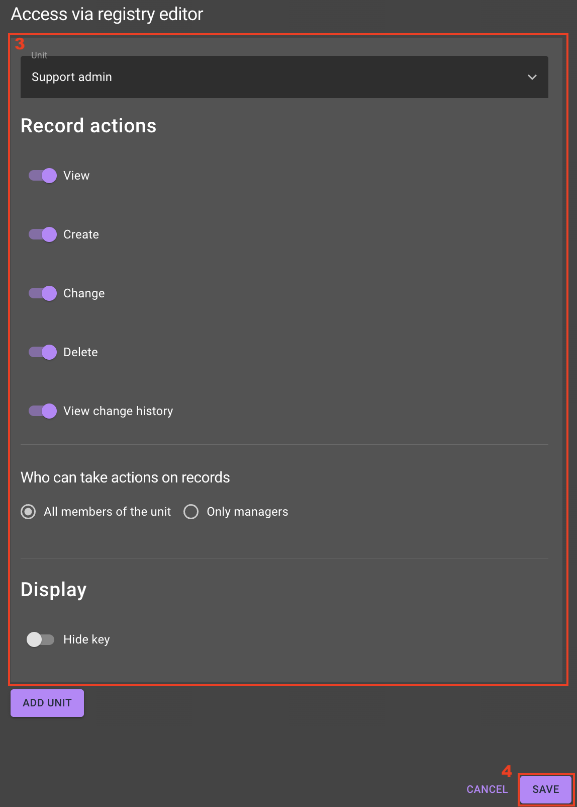 How to configure access rights?